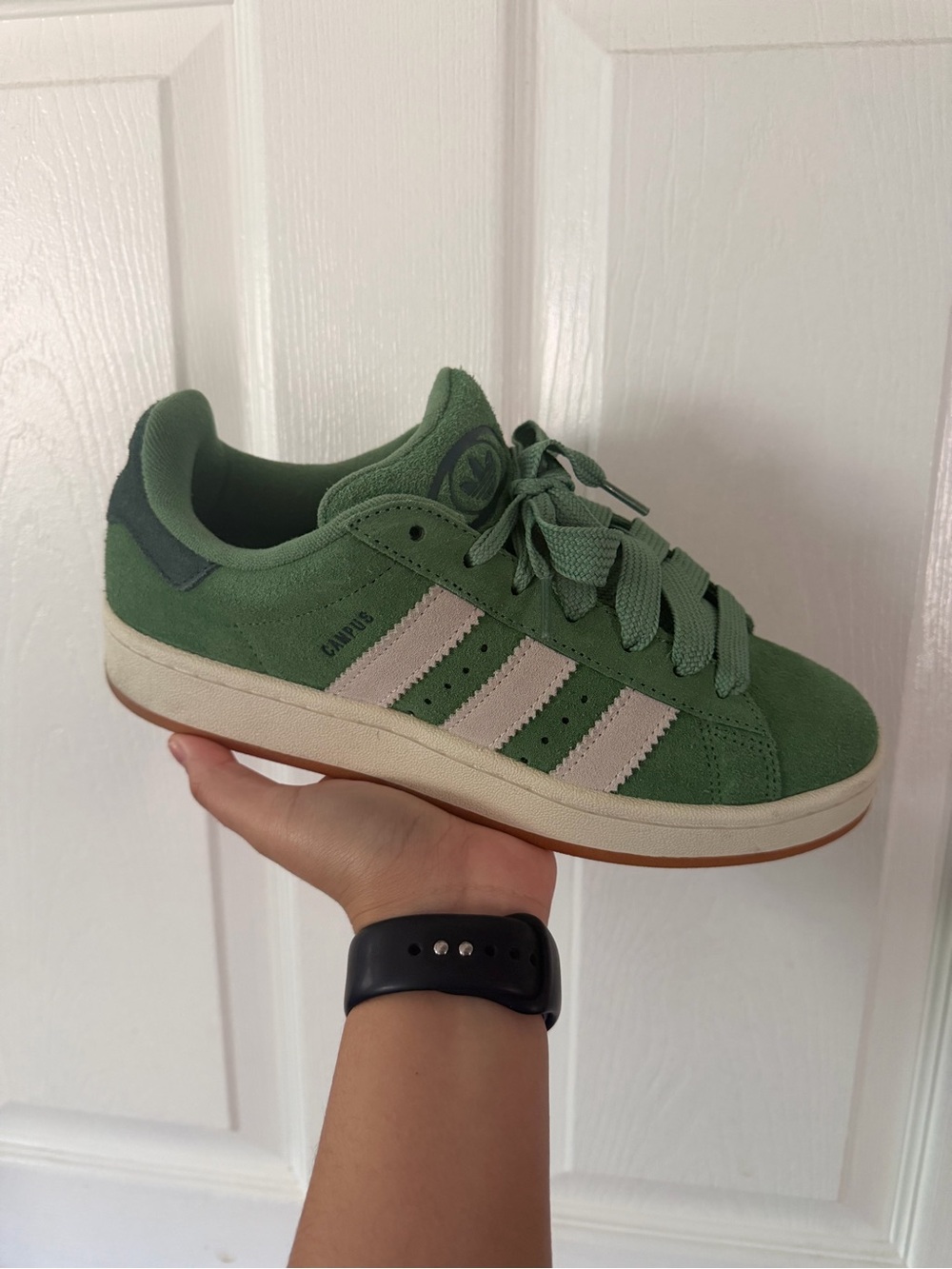 adidas Campus Suede Sneaker in Green with Cream Stripes